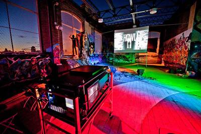 K2imaging projection of Howl movie screening on Lower East Side Manhattan